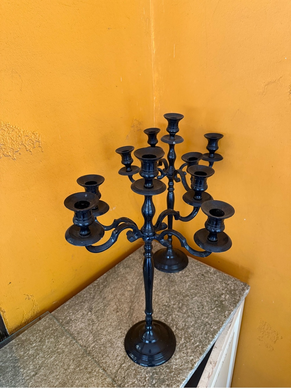 Black Multi-Arm Metal Candelabra - Elegant Home Accent
